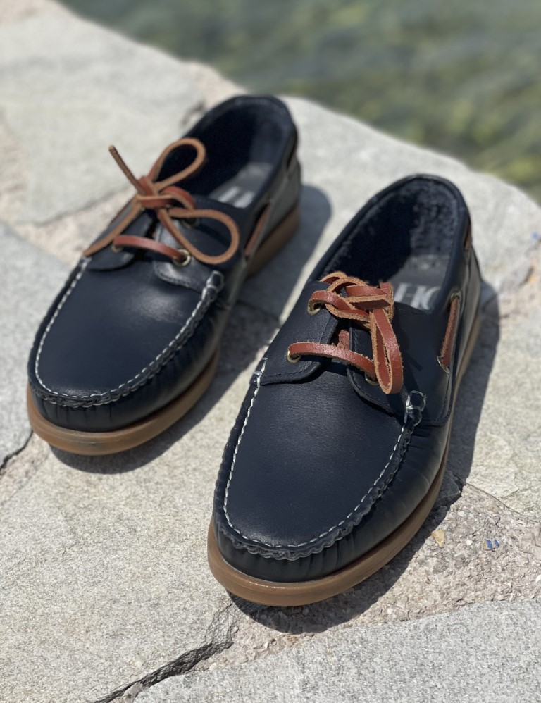 Ανδρικά μπλε δερμάτινα Boat παπούτσια HG175540B φωτογραφία